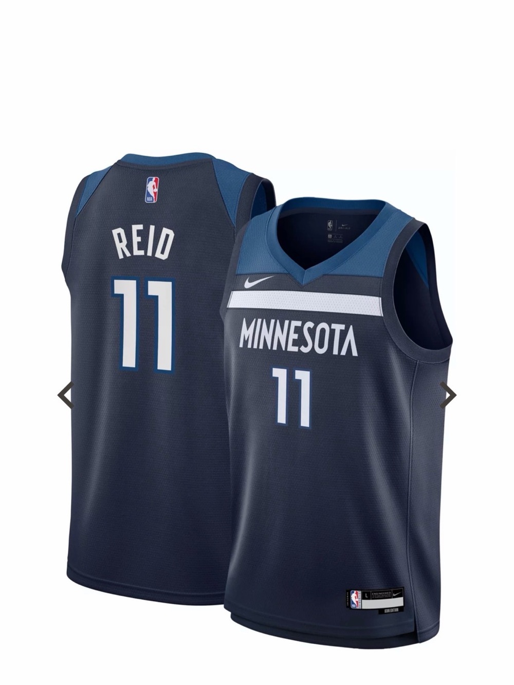 Nike Minnesota Timberwolves Navy and White #11 Reid Basketball Jersey